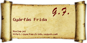 Gyárfás Frida névjegykártya